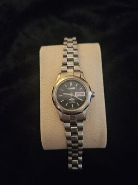 Citizen Silver-Tone Watch with Black Dial